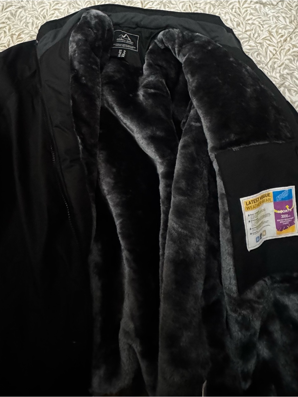 Outdoor Life Men's Black Ski & Snowboard Jacket with Plush Gray Lining